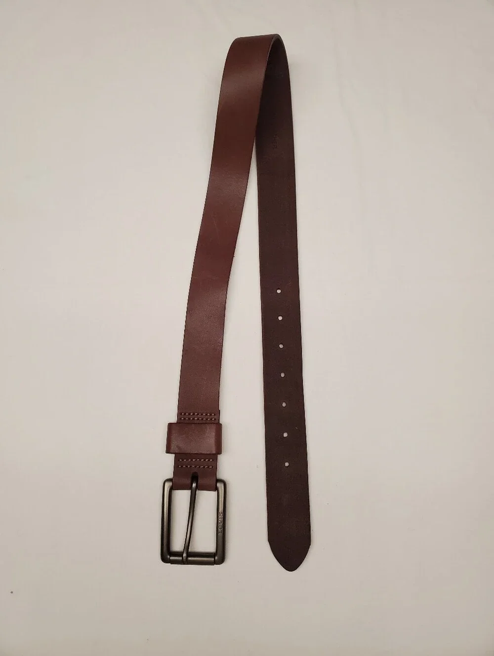 Levi's Mens Brown Leather Belt Silver Buckle Genuine Leather Size 32-36